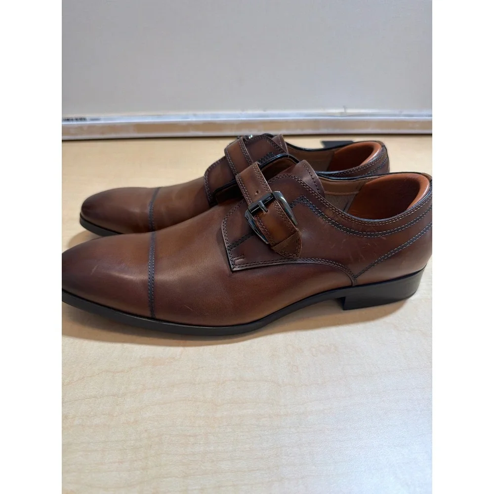 Steve Madden Covet Brown Leather Monk Strap Cap Toe Dress Shoes Mens 10 COVE02M1